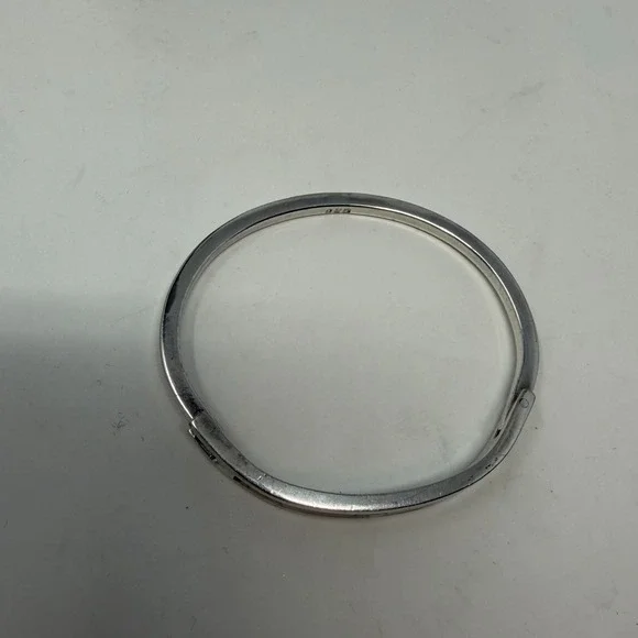 Vintage Mexico 925 Sterling Silver Abalone Red Shell Inlay Hinged Cuff Bracelet - Picture 15 of 16